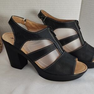 Easel Black Strappy Heeled Sandals